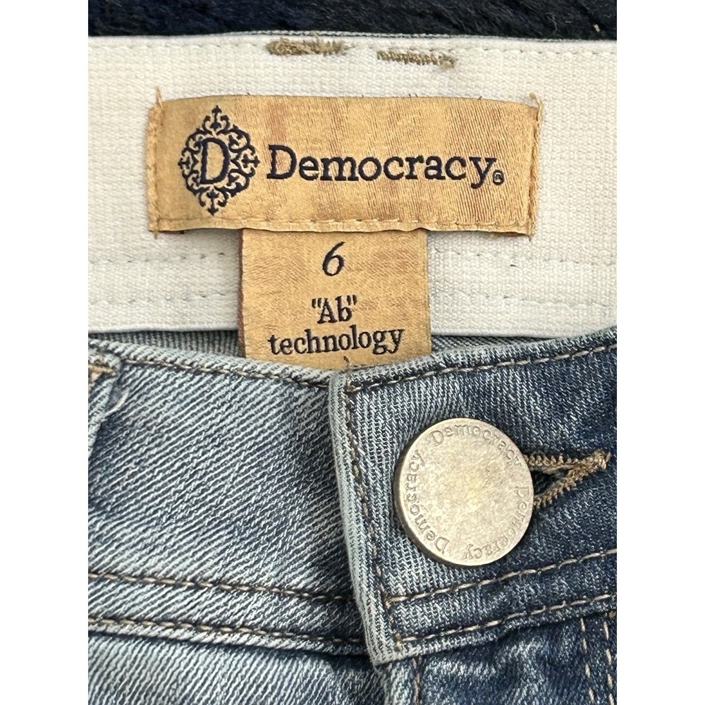 Democracy AB Ab Technology Jeans Sz 6 Flare Leg Distressed, Y2K - Picture 5 of 6